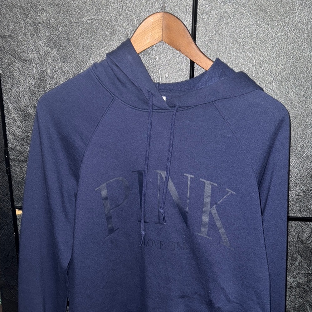PINK Victoria's Secret Blue Cropped Sweatshirt Hoodie only wore once